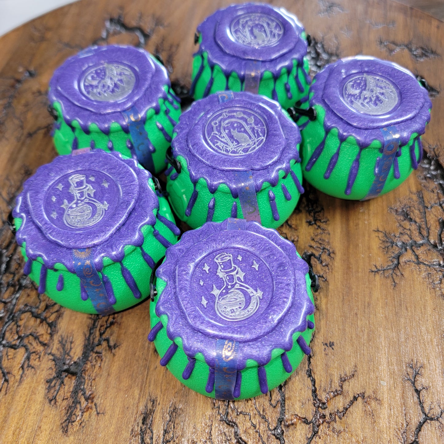 Pop Top Raw Crystals Green & Purple Cauldrons