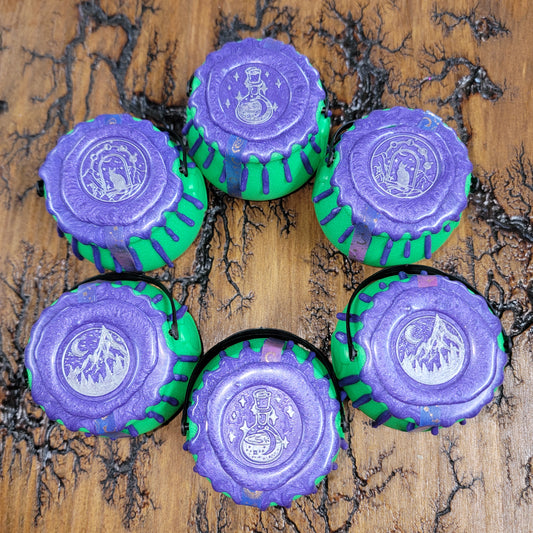 Pop Top Raw Crystals Green & Purple Cauldrons