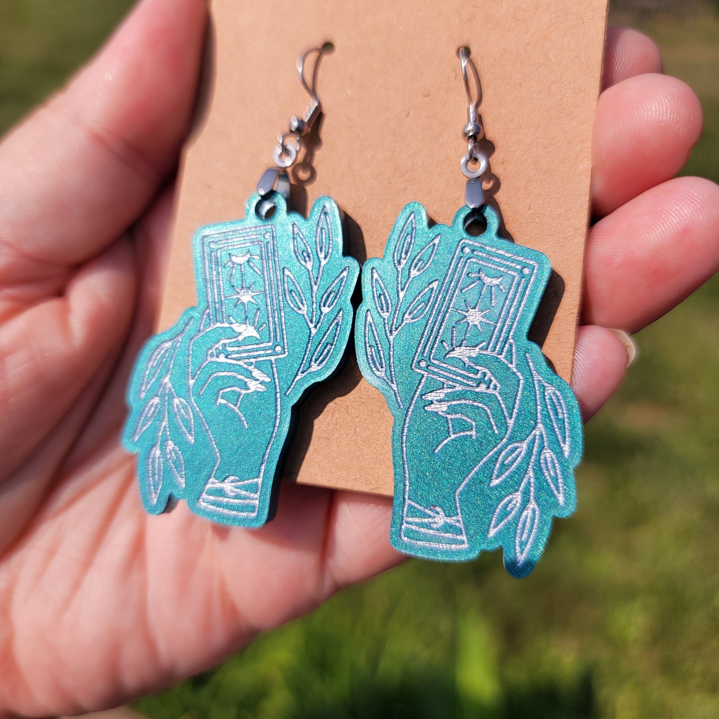 Graceful Tarot Hands Resin Earrings