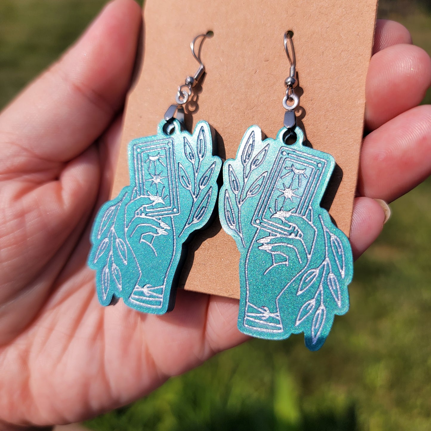 Graceful Tarot Hands Resin Earrings