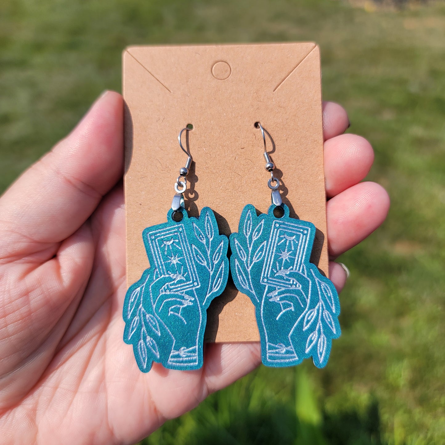 Graceful Tarot Hands Resin Earrings