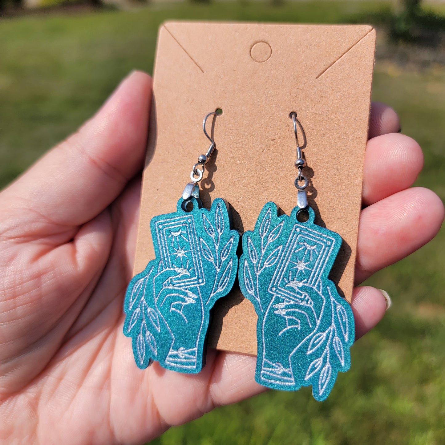 Graceful Tarot Hands Resin Earrings