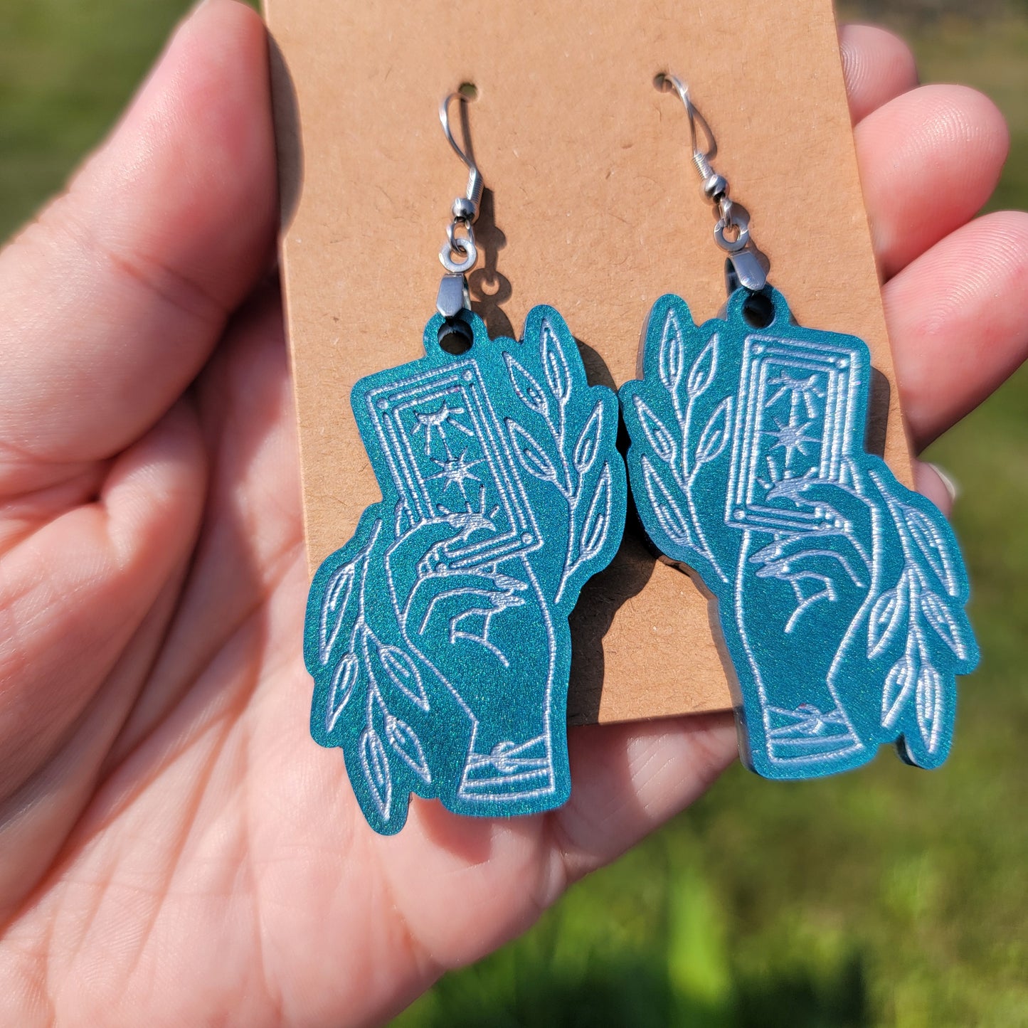 Graceful Tarot Hands Resin Earrings