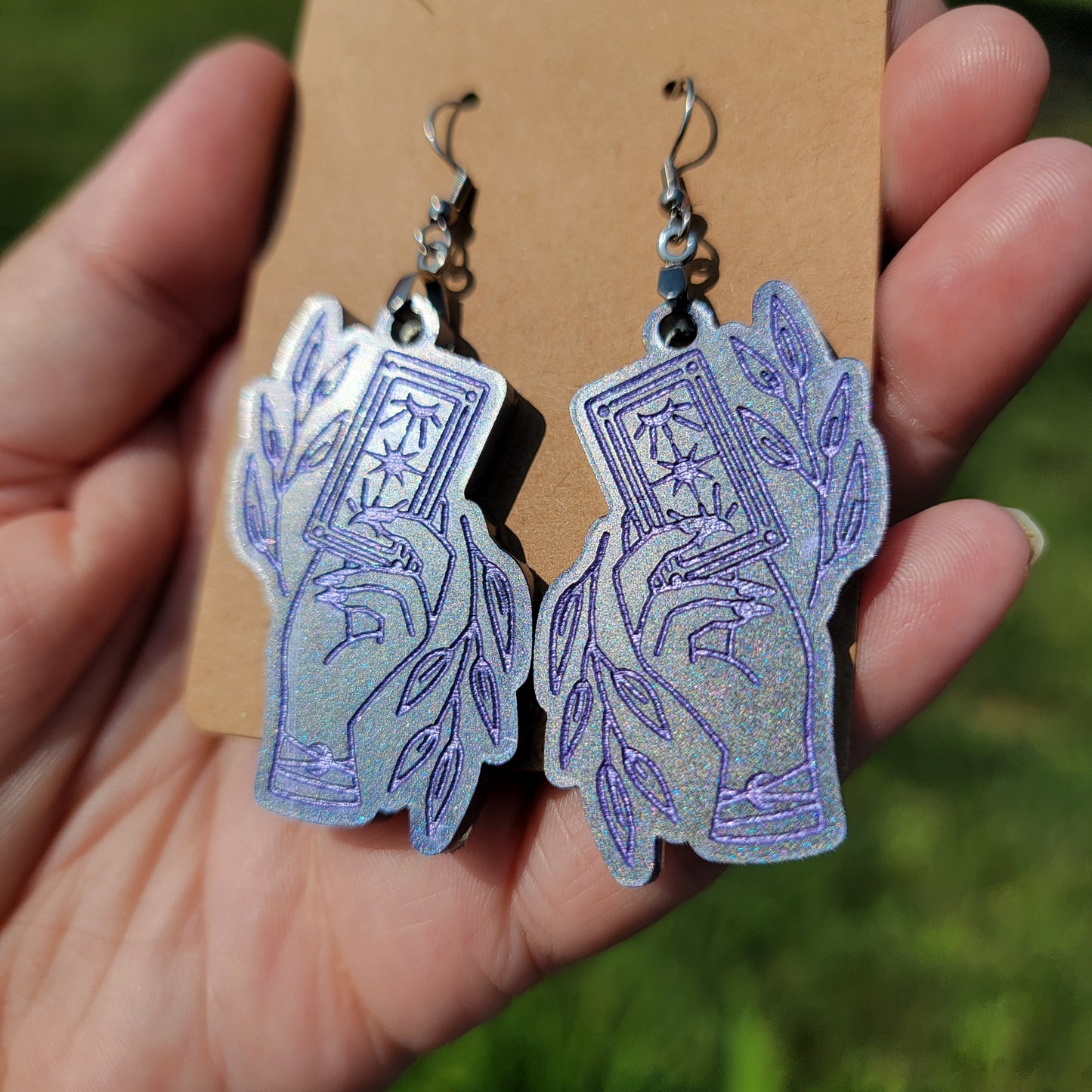 Graceful Tarot Hands Resin Earrings