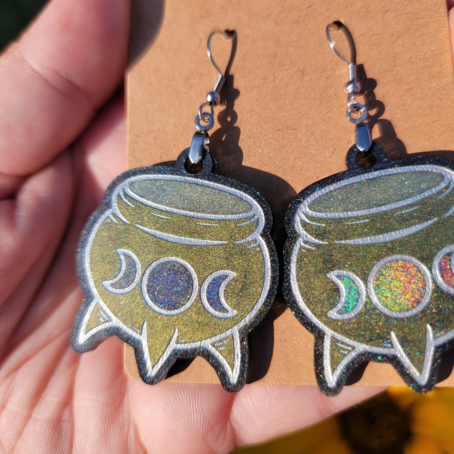 Triple Moon Cauldron Resin Earrings