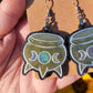 Triple Moon Cauldron Resin Earrings