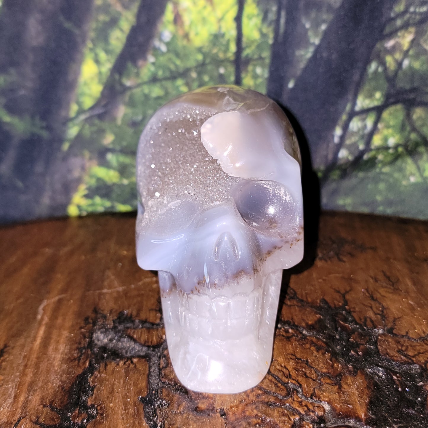 Druze Agate Crystal Skull