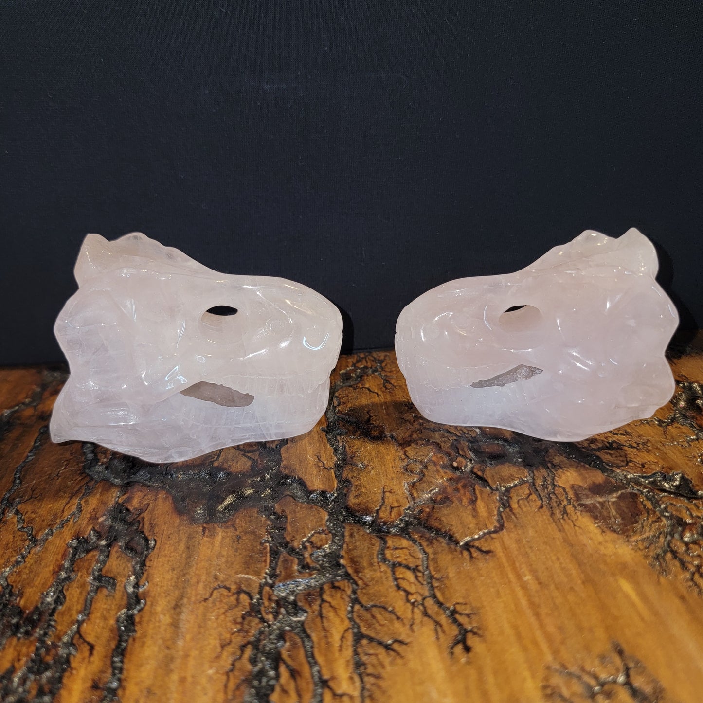 Rose Quartz T-Rex Skulls