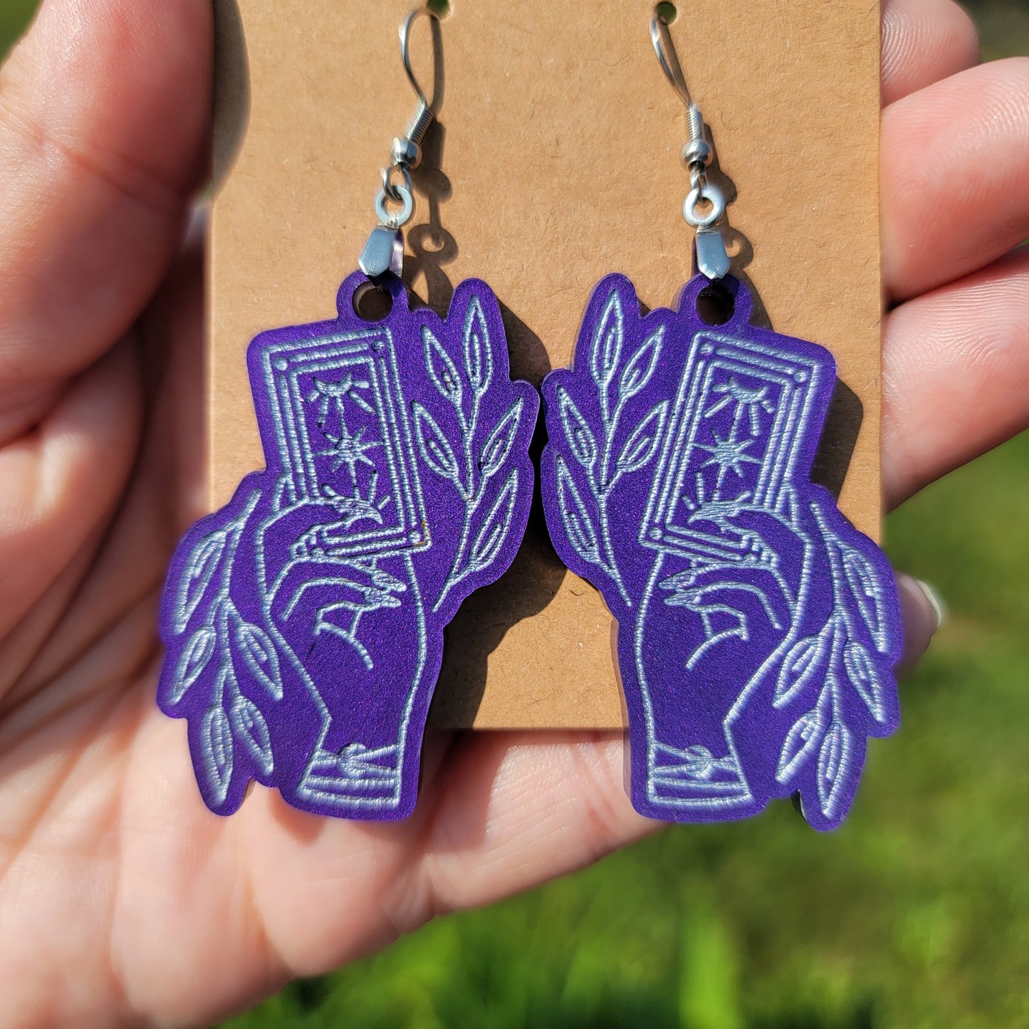 Graceful Tarot Hands Resin Earrings