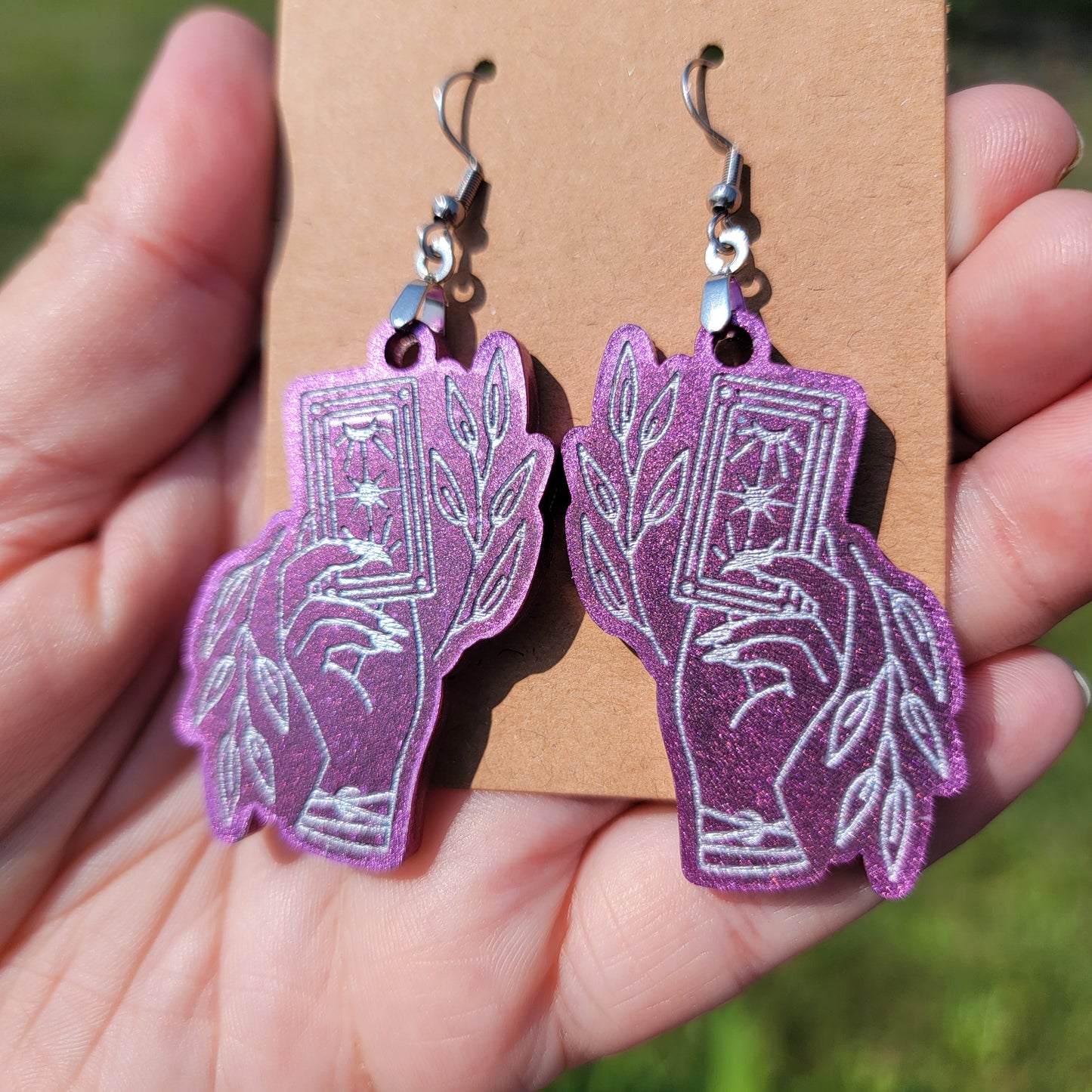 Graceful Tarot Hands Resin Earrings