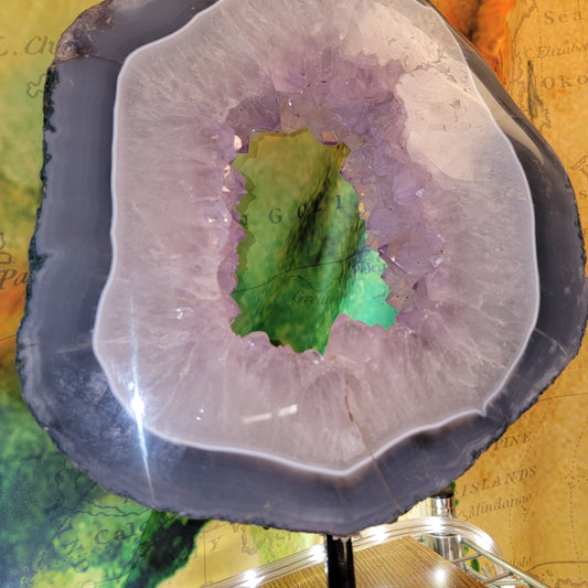 Large Amethyst Geode Slice on Stand