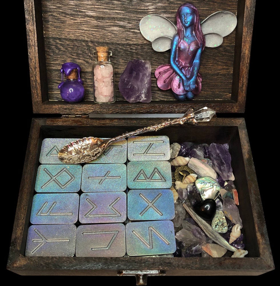 Holographic Elder Futhark Norse Runes Fairy Box Set