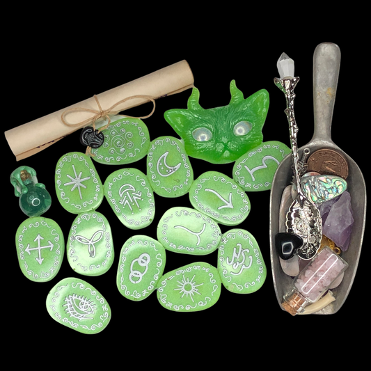 Witches Runes Divination Runes Sets + 1 Scoop of Witches Confetti